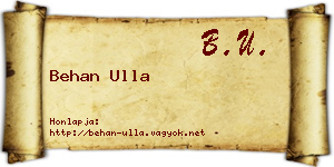 Behan Ulla névjegykártya